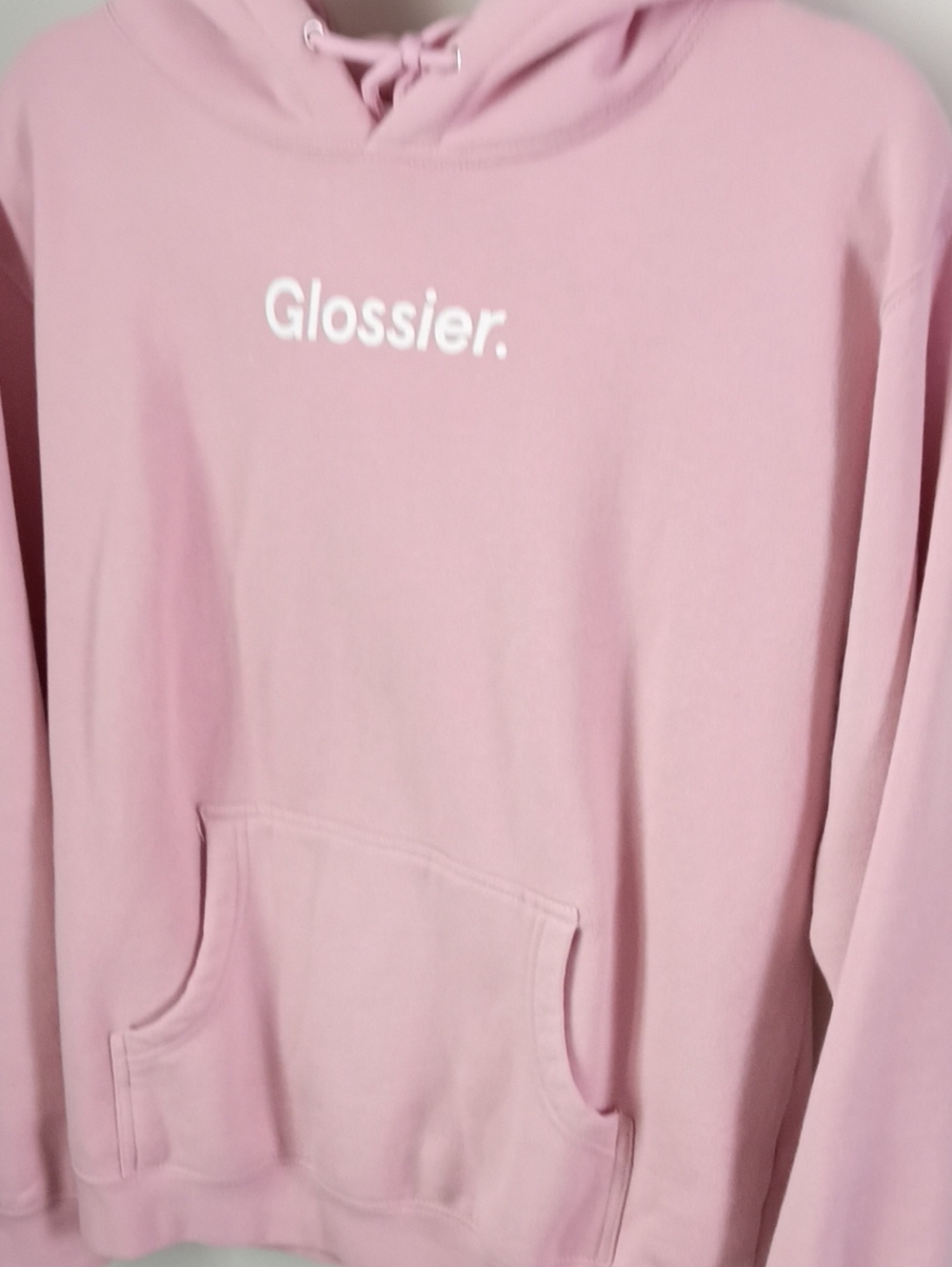 Glossier Light Pink Logo Hoodie - Women's Pullover Sweatshirt